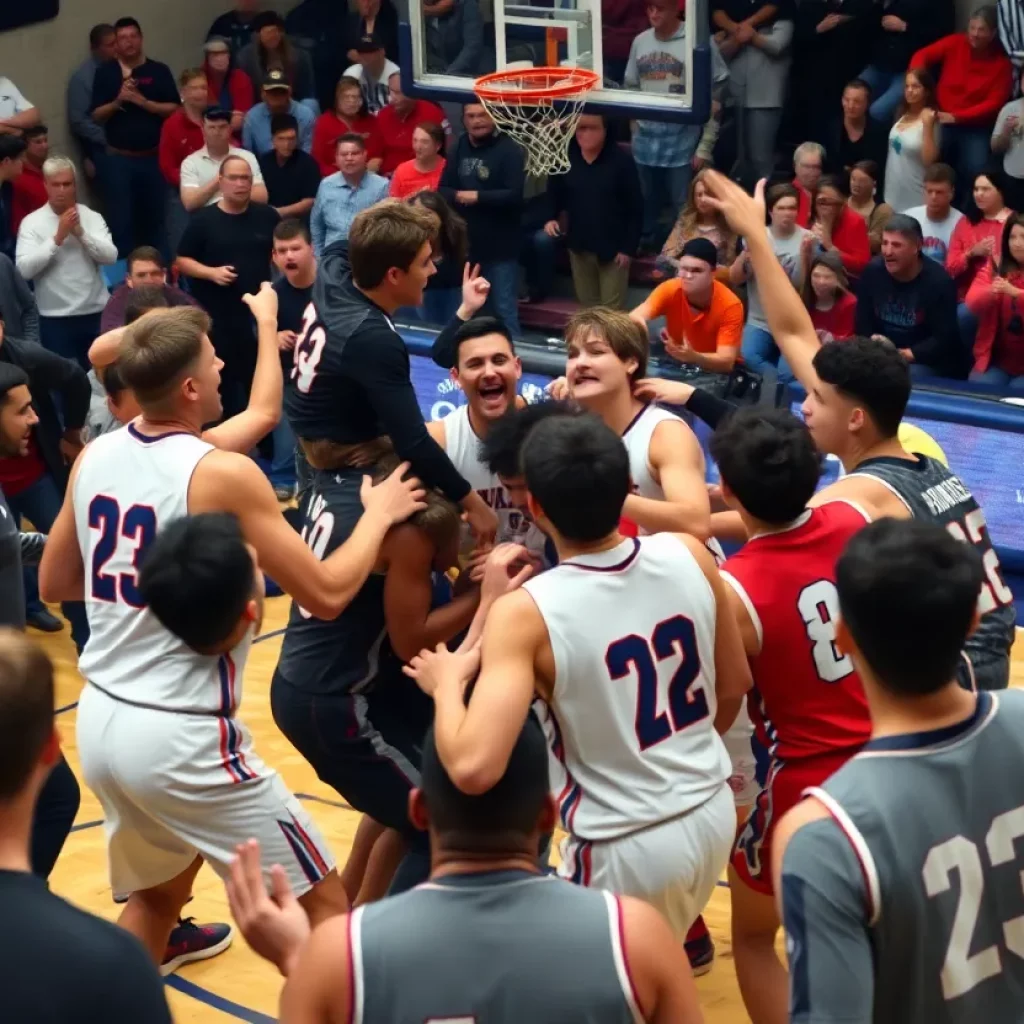 Scene of a brawl during a high school basketball game