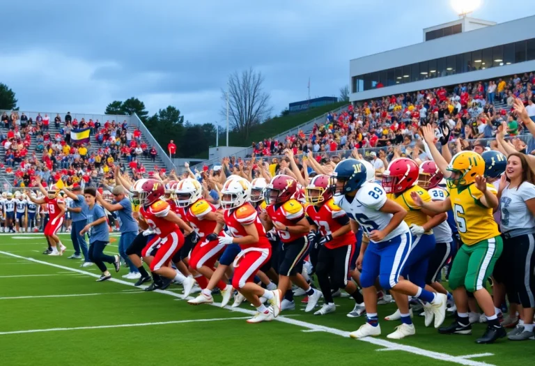 High school football players competing in a game in Philadelphia.
