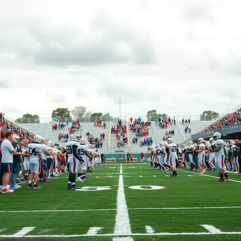 Pleasure Ridge Park High School football field with new turf