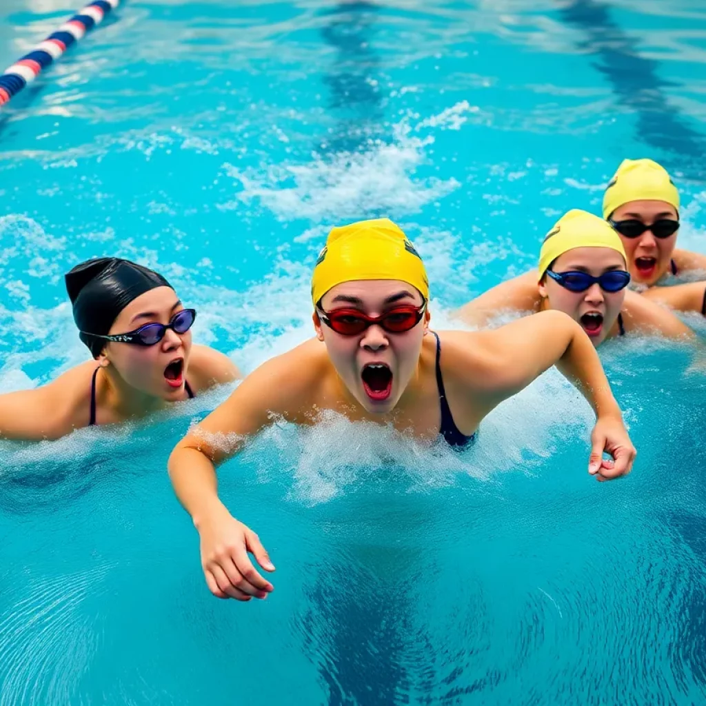 Quaker Valley swim team competing at PIAA Championships