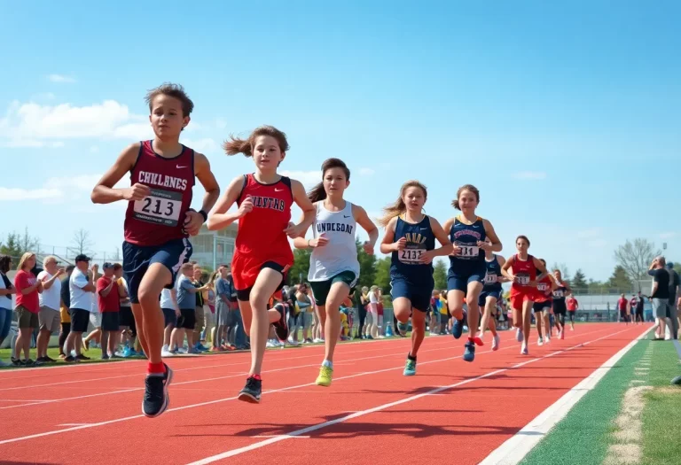 Athletes competing in the Ray Cockrum Relays at Wenatchee High School