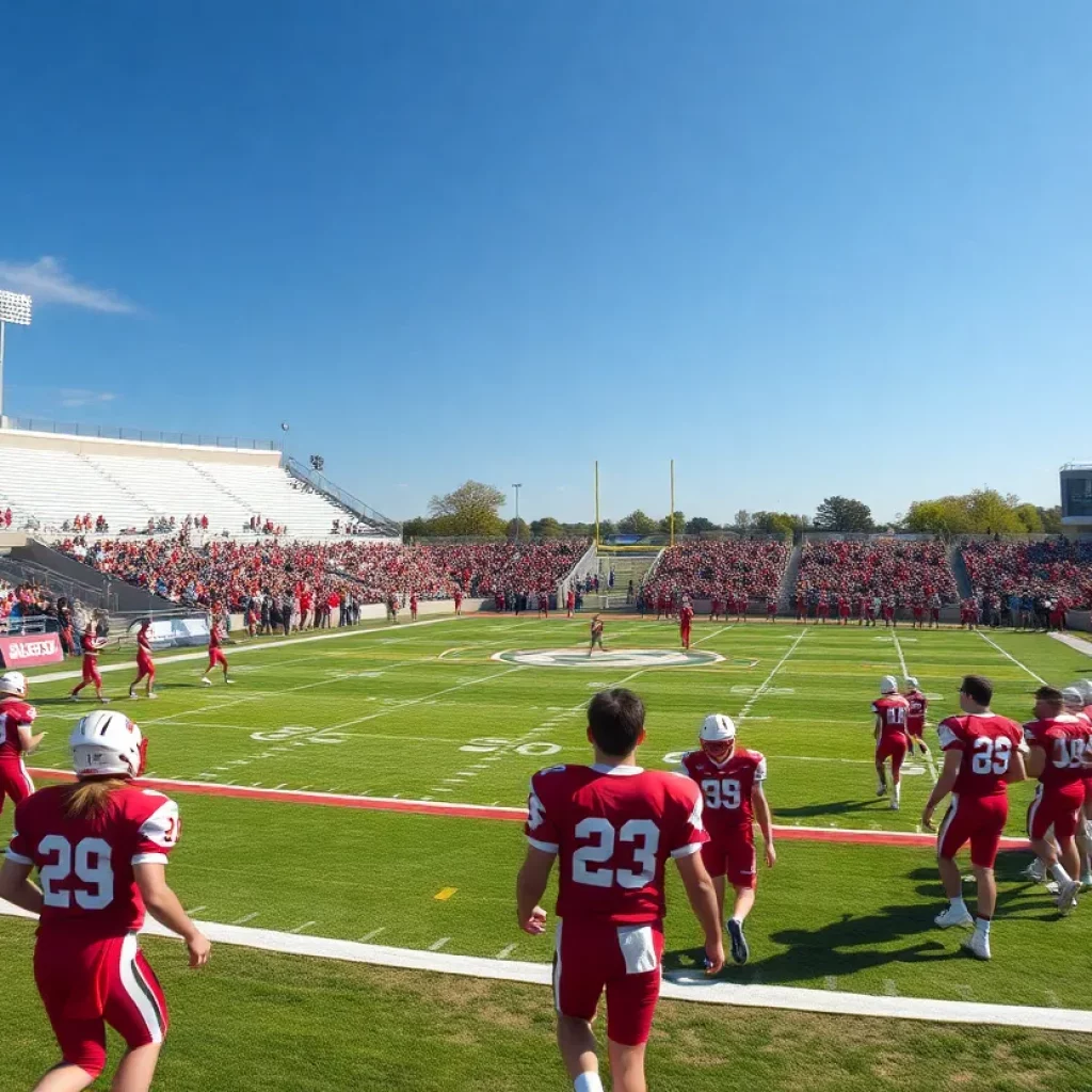 Fans cheering for Rock Hill High School football team