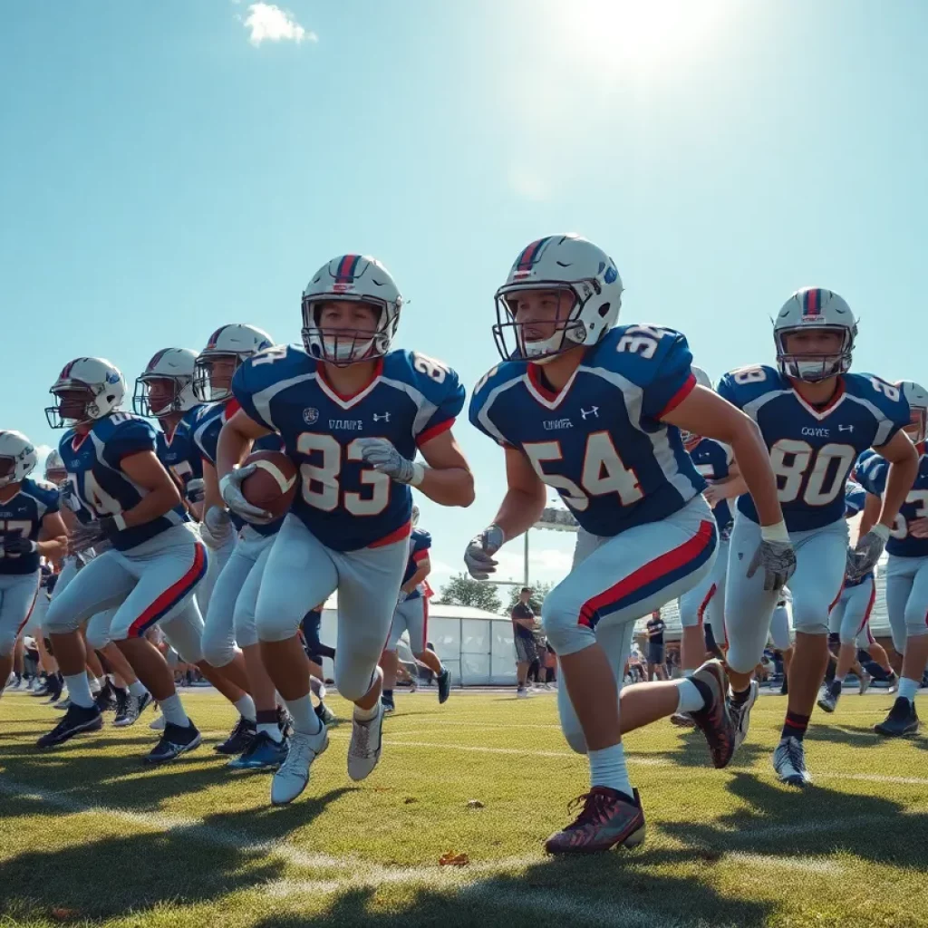 Rye Cove High School football players during a game