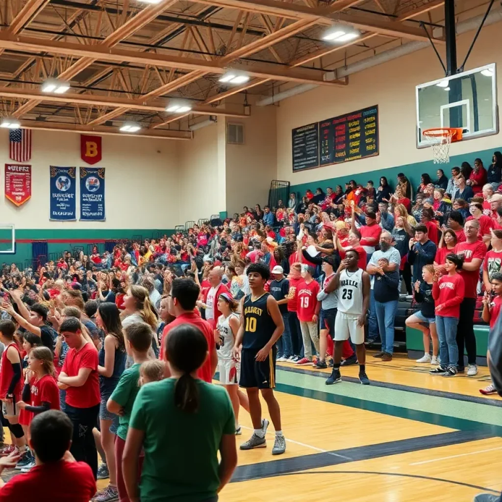 High school basketball teams competing in a tournament