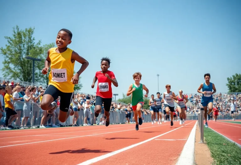 Young athletes from St. Aloysius High School competing in track and field events
