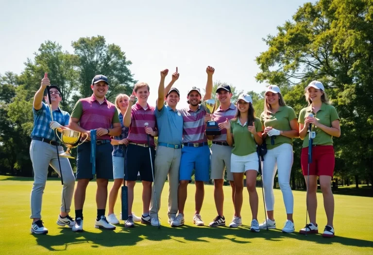 St. Cloud High golf team celebrating their achievements on the golf course