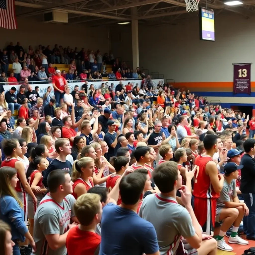 Excited fans at the Tennessee High School basketball tournament