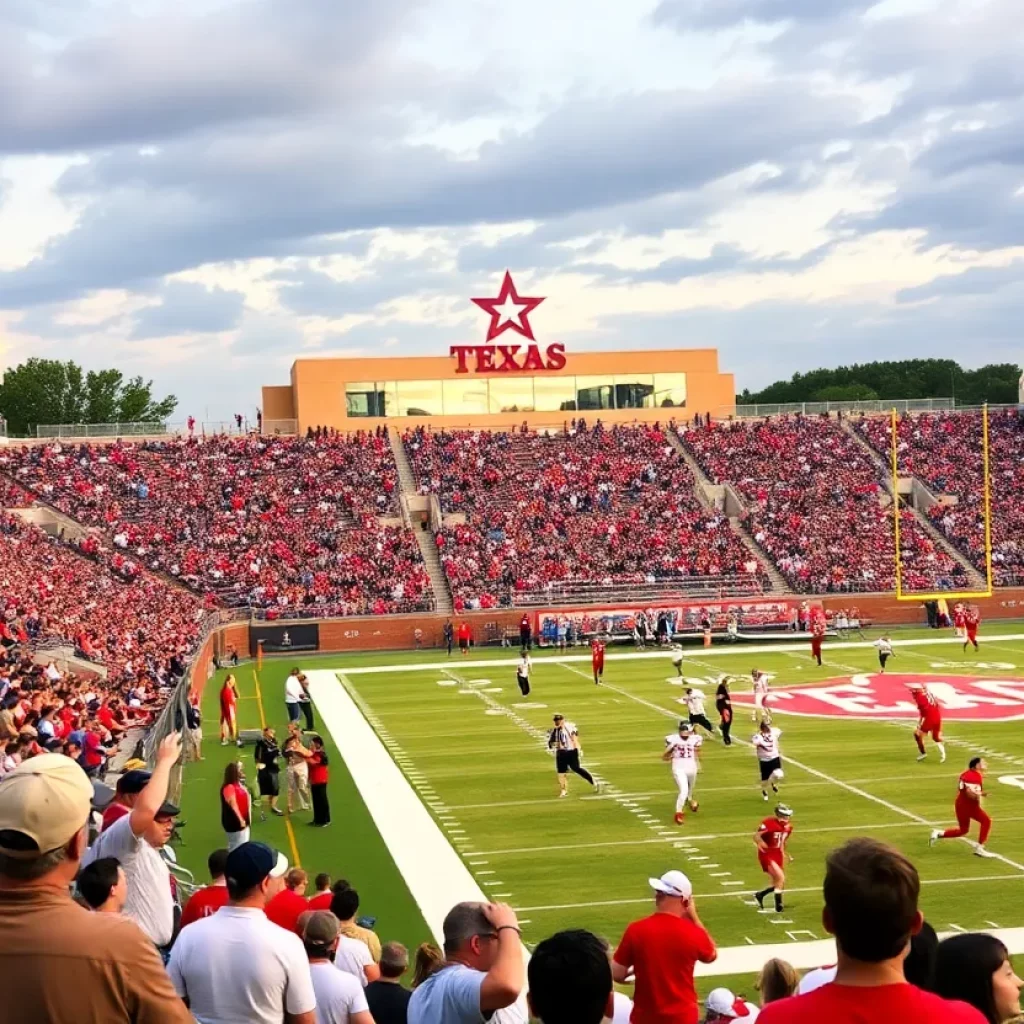Exciting atmosphere at a Texas high school football game.