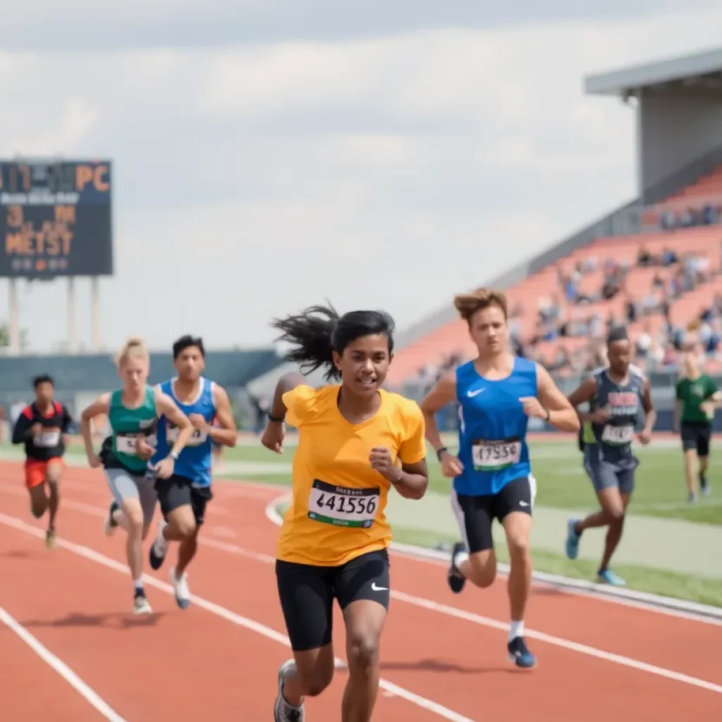 Athletes competing at a track meet, representing diversity and inclusion in sports.