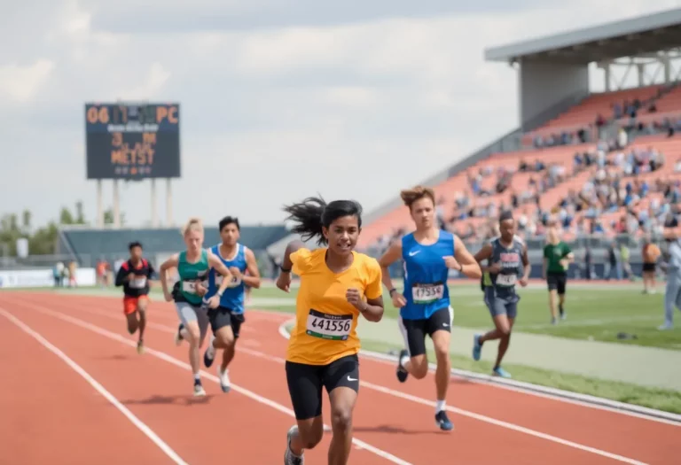 Athletes competing at a track meet, representing diversity and inclusion in sports.