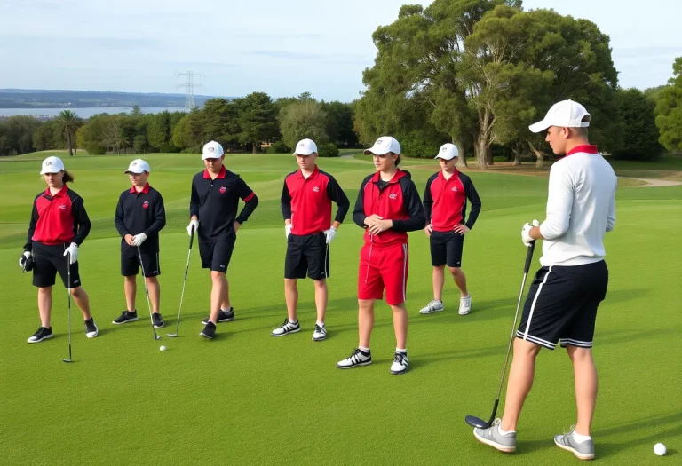 Trenton Central High School golf team practicing on the course