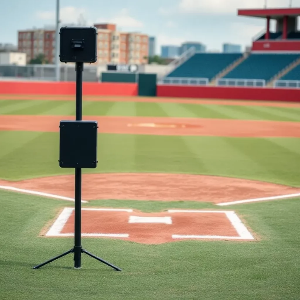 Empty umpire's position on a baseball field during season start.