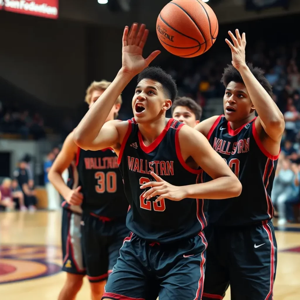 Valley High School basketball team celebrating their championship win