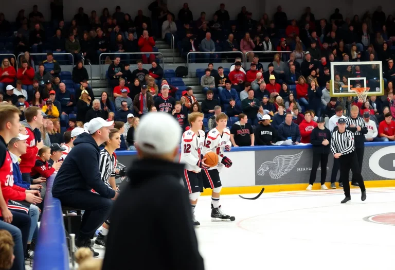 High school winter sports games in Vermont with players competing