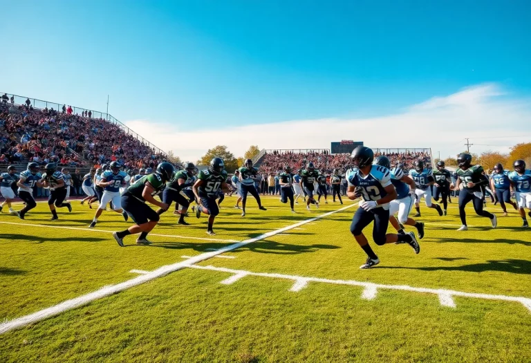Football game featuring Walsh Jesuit Warriors on the field