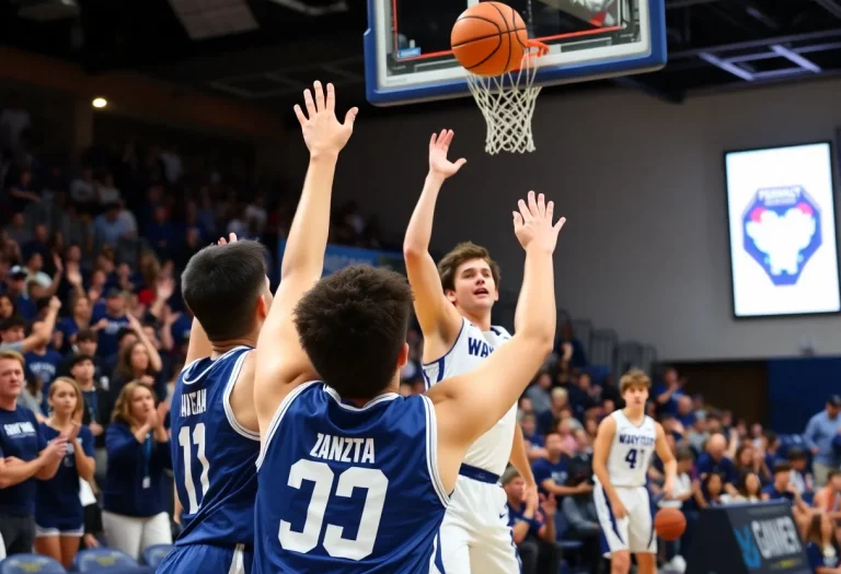 Wayzata Trojans players competing during a basketball game