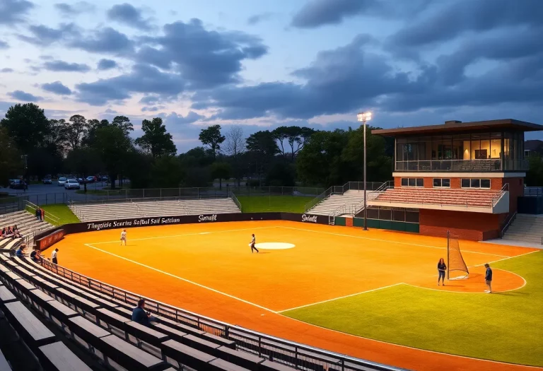 Exterior view of the new girls' varsity softball stadium in Wenatchee