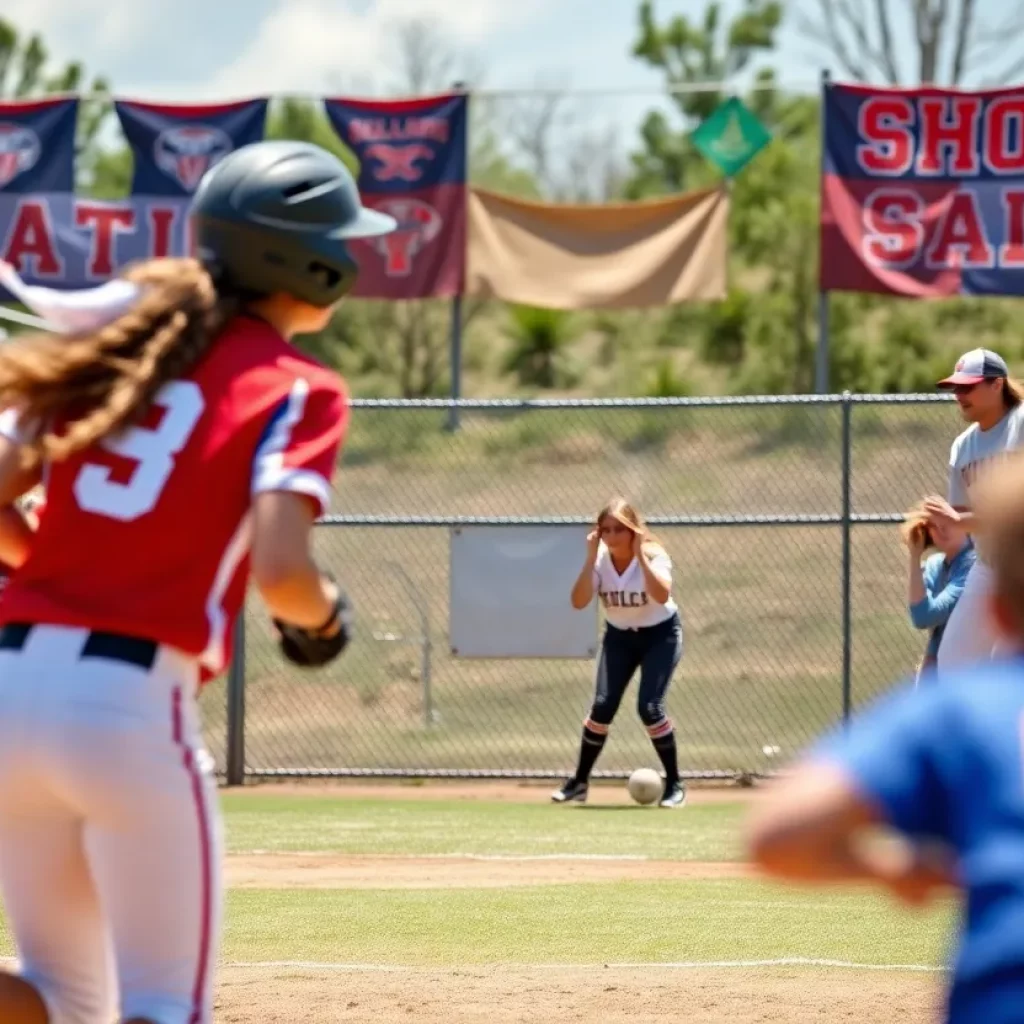 West Texas high school softball players in action on the field