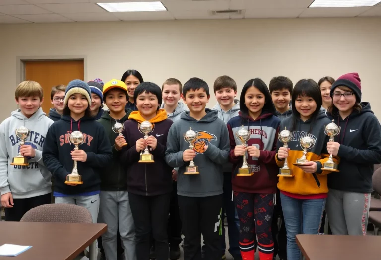 Young athletes from Orange High School being honored for their winter sports achievements