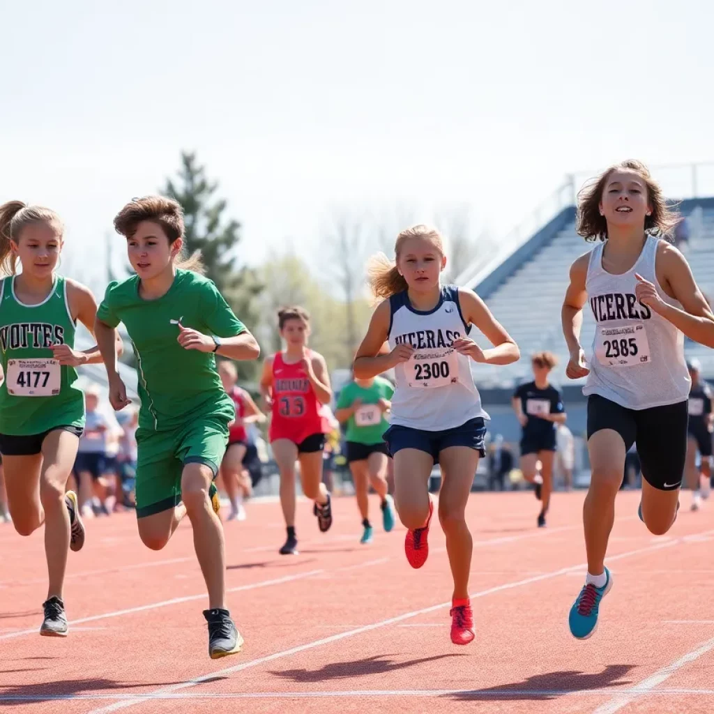 Athletes competing at a Wyoming high school track and field event