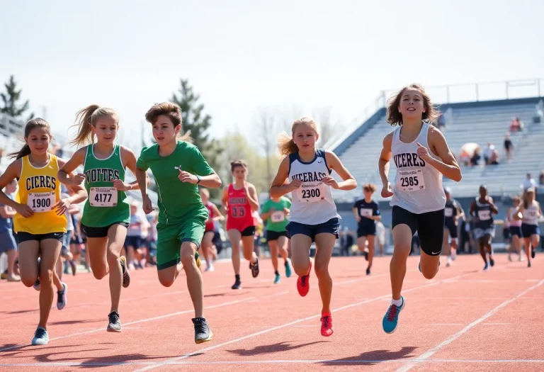Athletes competing at a Wyoming high school track and field event