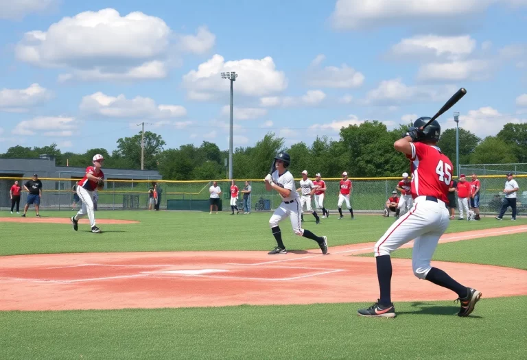 Underclassmen baseball players in action during a high school game in 2025.