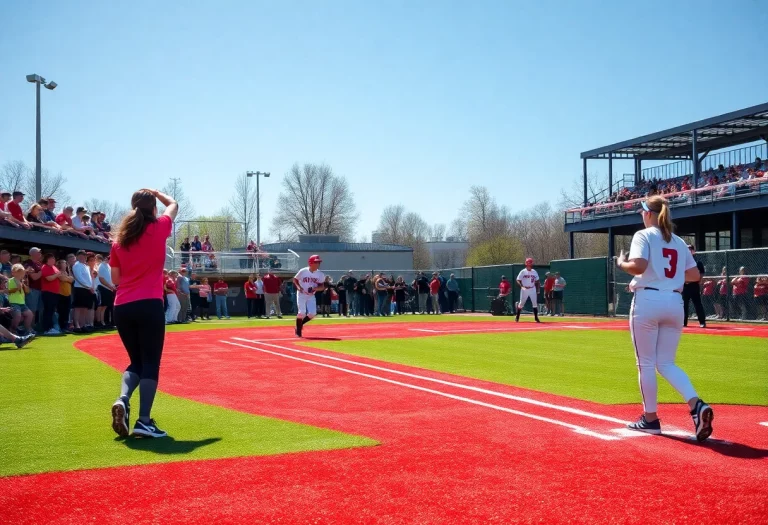 High school softball players in action during a game