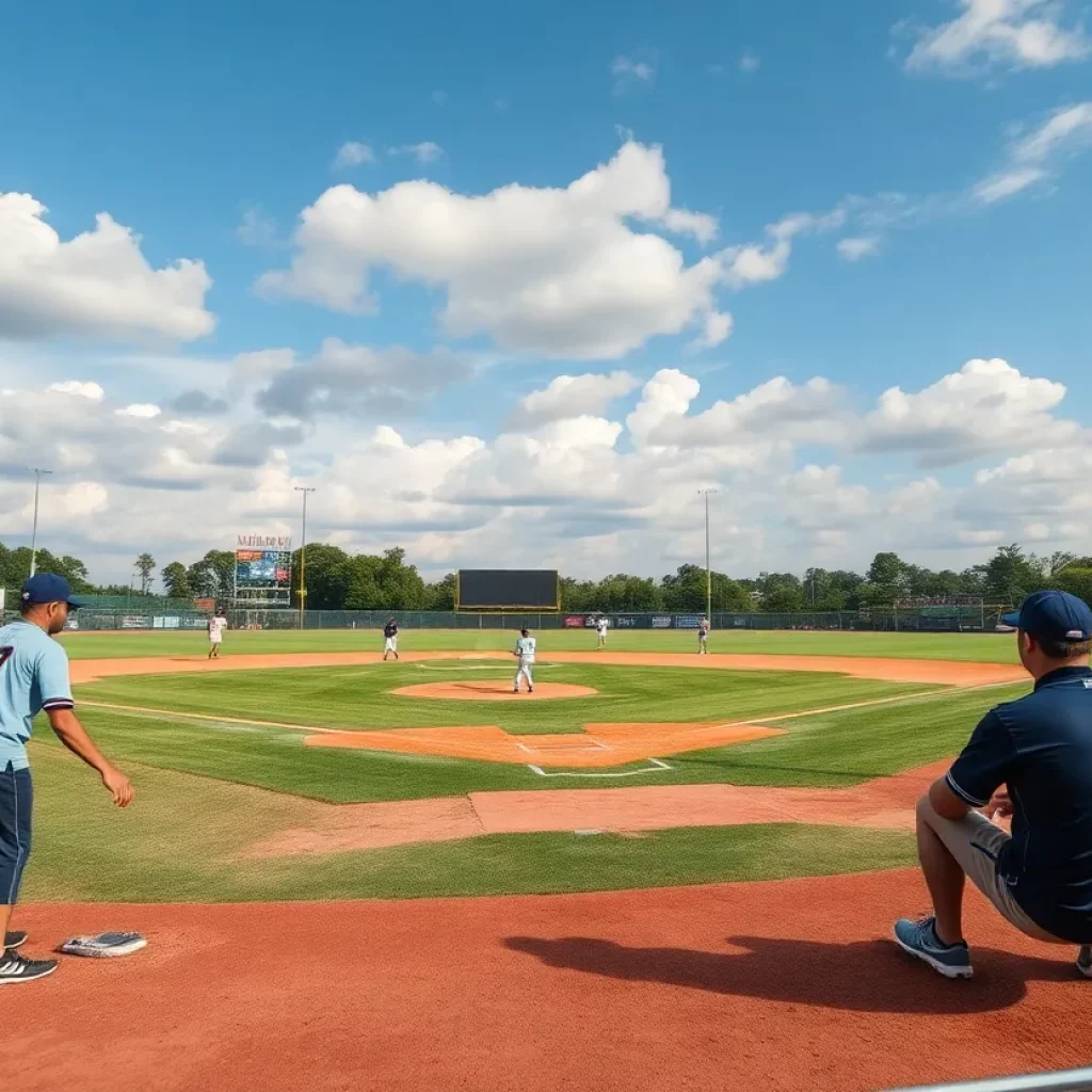 High school baseball players in action during a game.