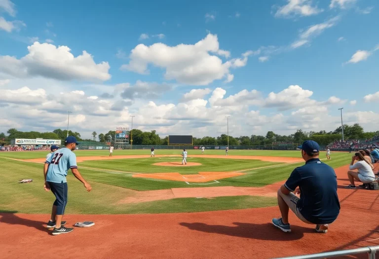 High school baseball players in action during a game.