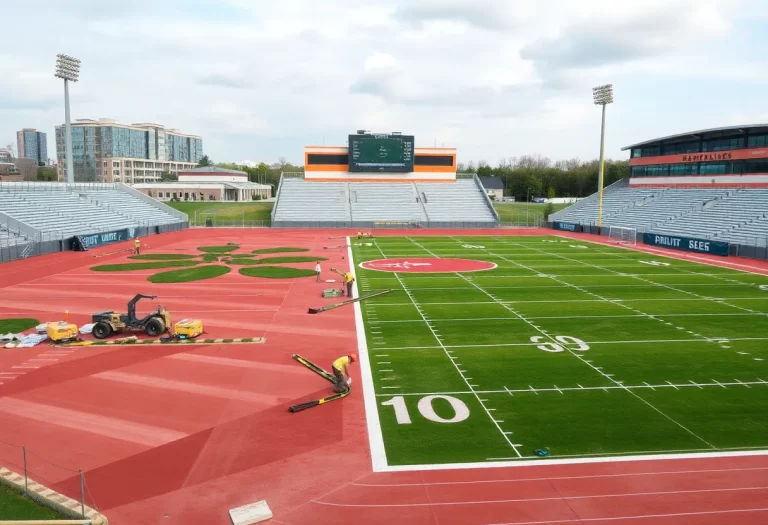 Construction work at Allen Mitchell Field