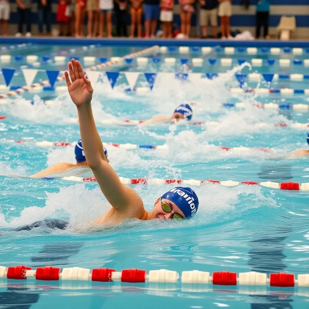 Anzar High School swim team competing in a dual meet