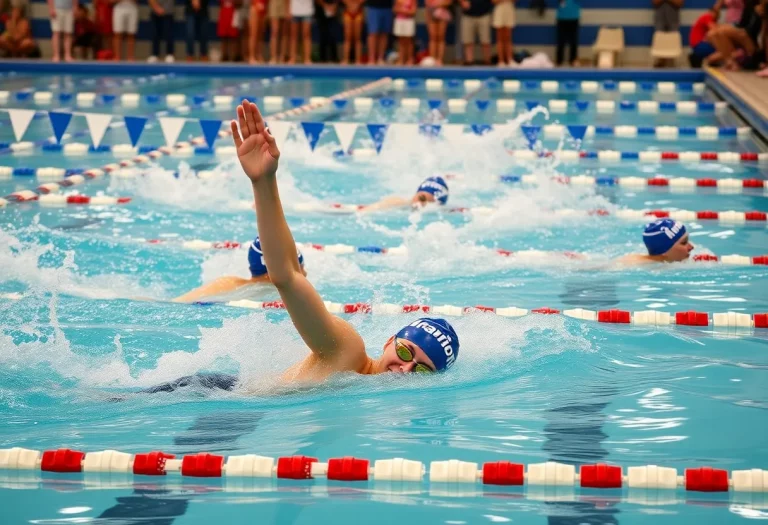 Anzar High School swim team competing in a dual meet
