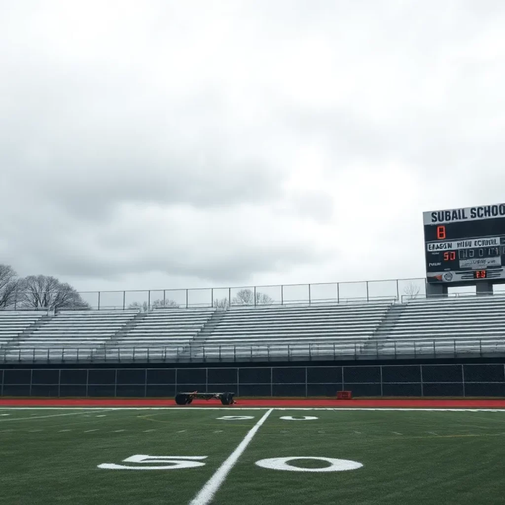 Empty football field representing the challenges faced by Appling County High School