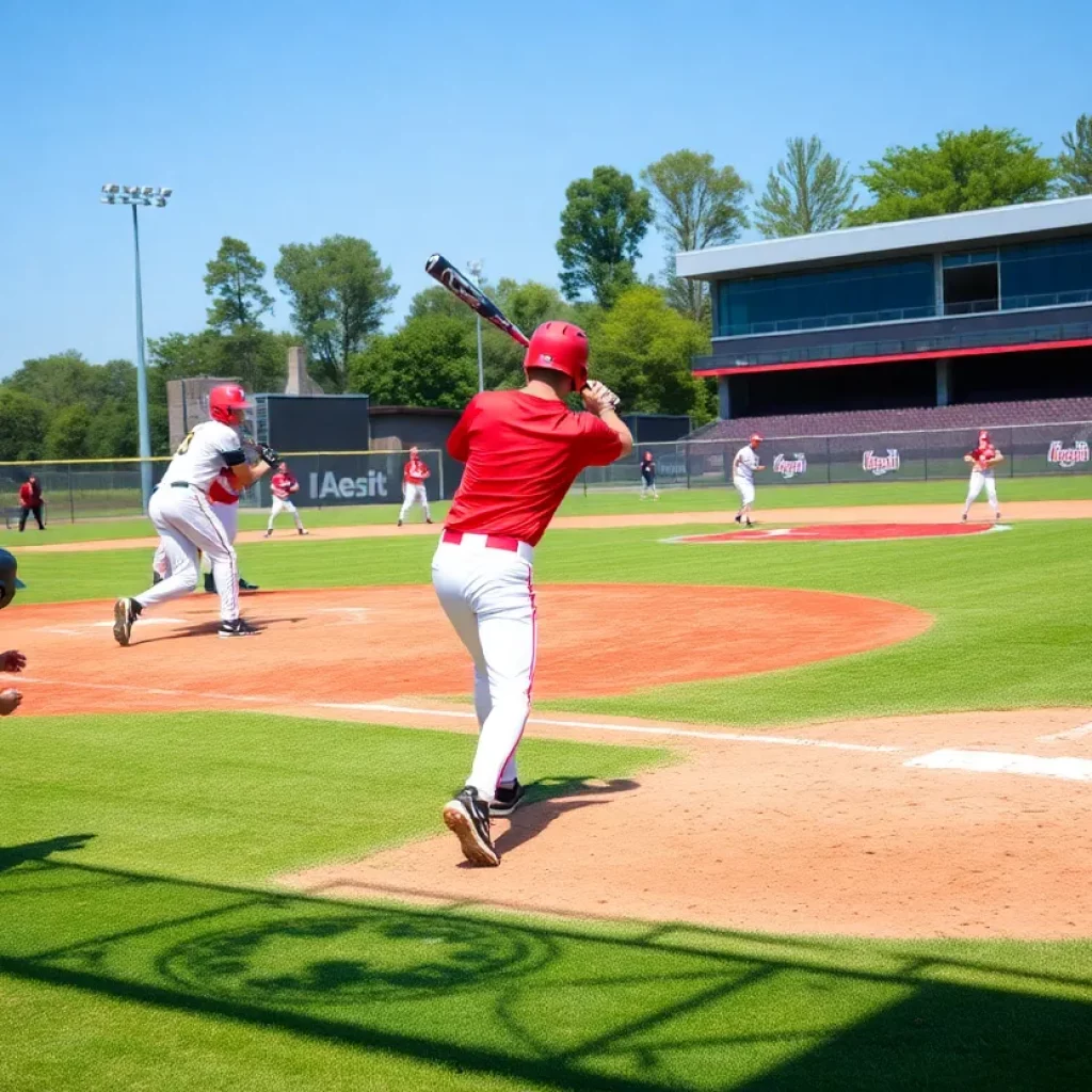 Young baseball players in action on a sunny field during a game.