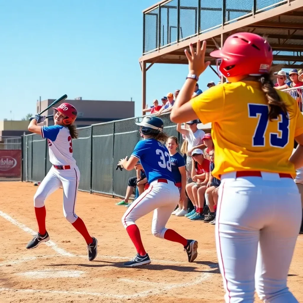 High school softball players in action during a game in Arizona