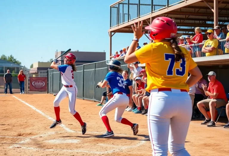 High school softball players in action during a game in Arizona