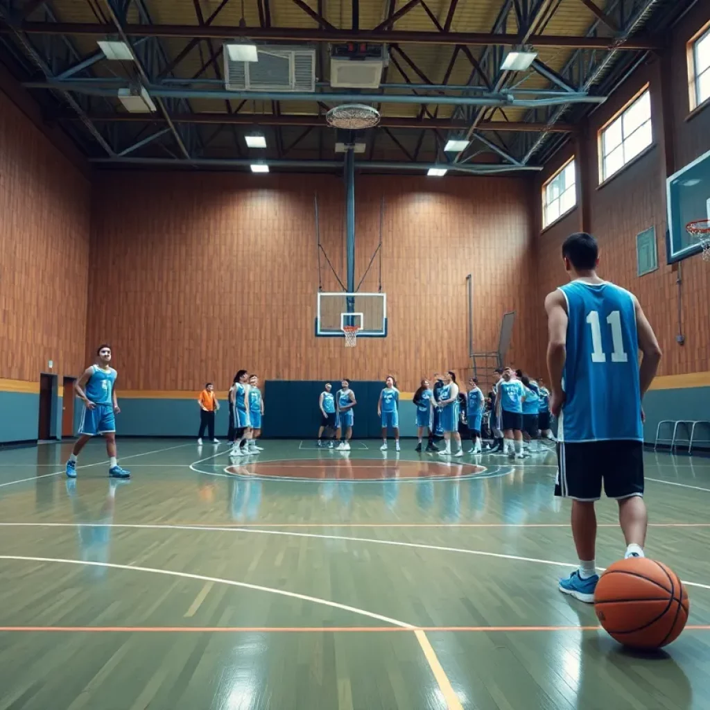 Basketball court at Bangor High School