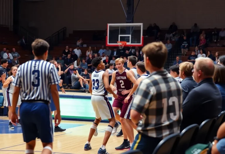 High school basketball game turned chaotic with players and spectators reacting