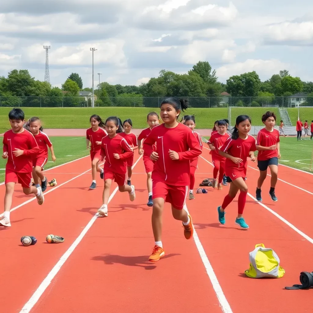 Students training at Belleville Mennonite School's new track field