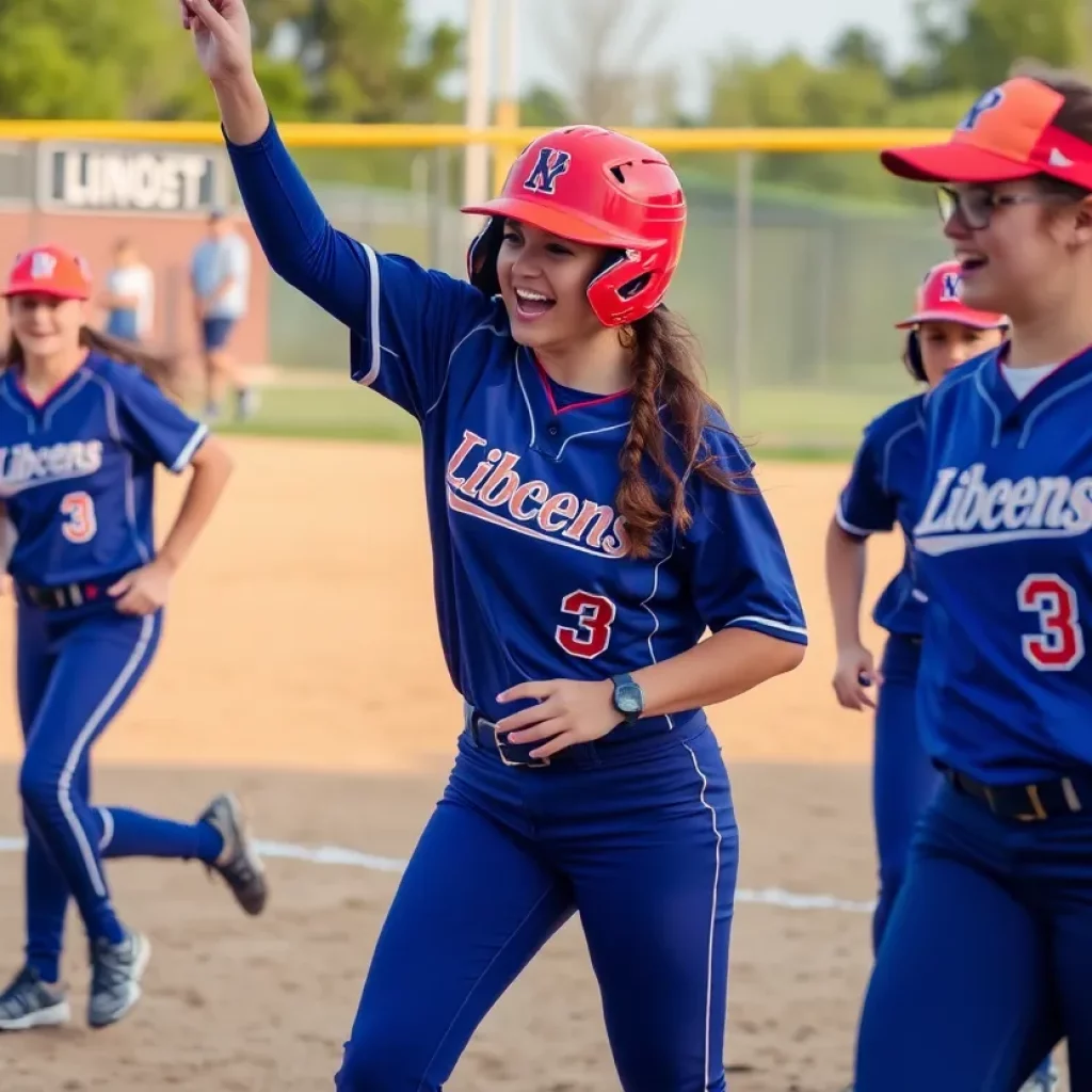 High school softball players competing during a game in Big Bend.