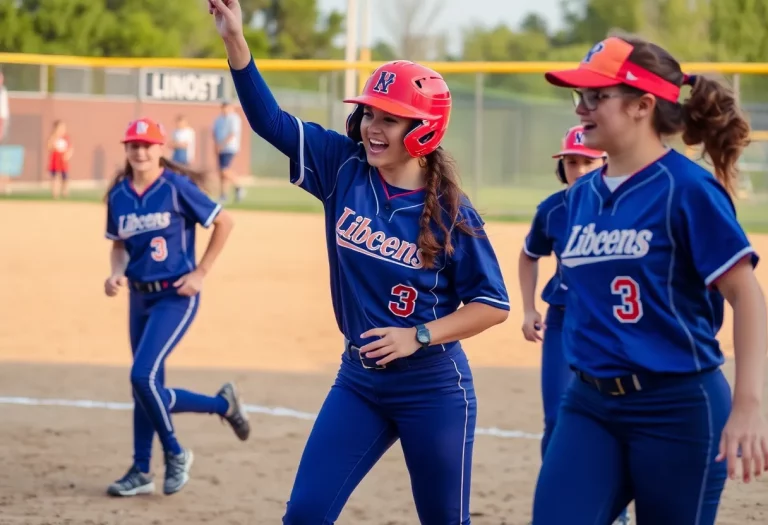 High school softball players competing during a game in Big Bend.