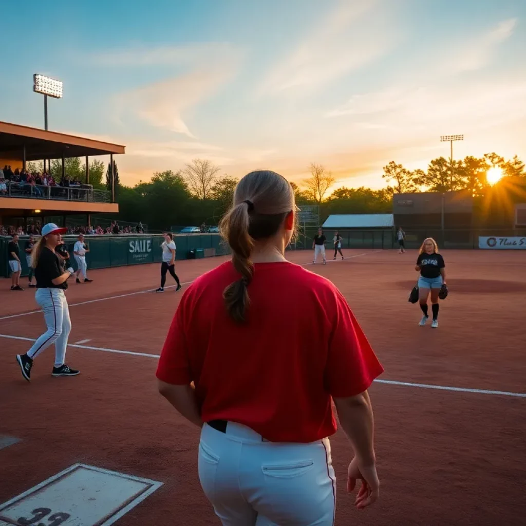 Softball players practicing at Big Bend High School field