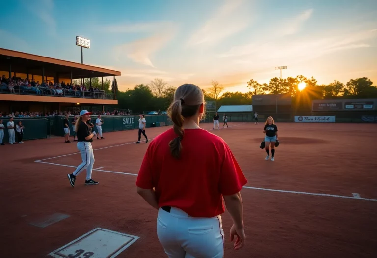 Softball players practicing at Big Bend High School field