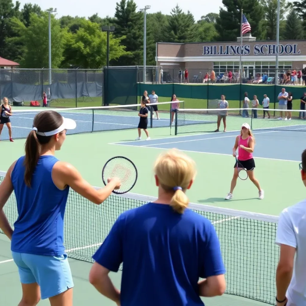 Billings High School tennis teams competing in a match