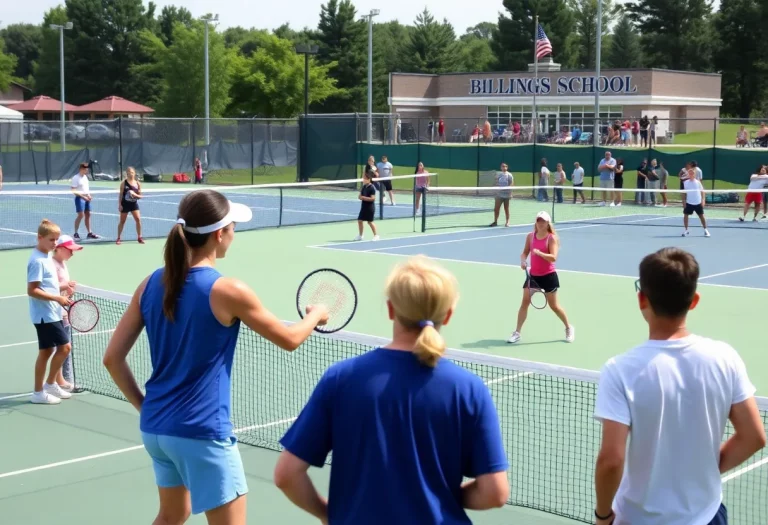 Billings High School tennis teams competing in a match