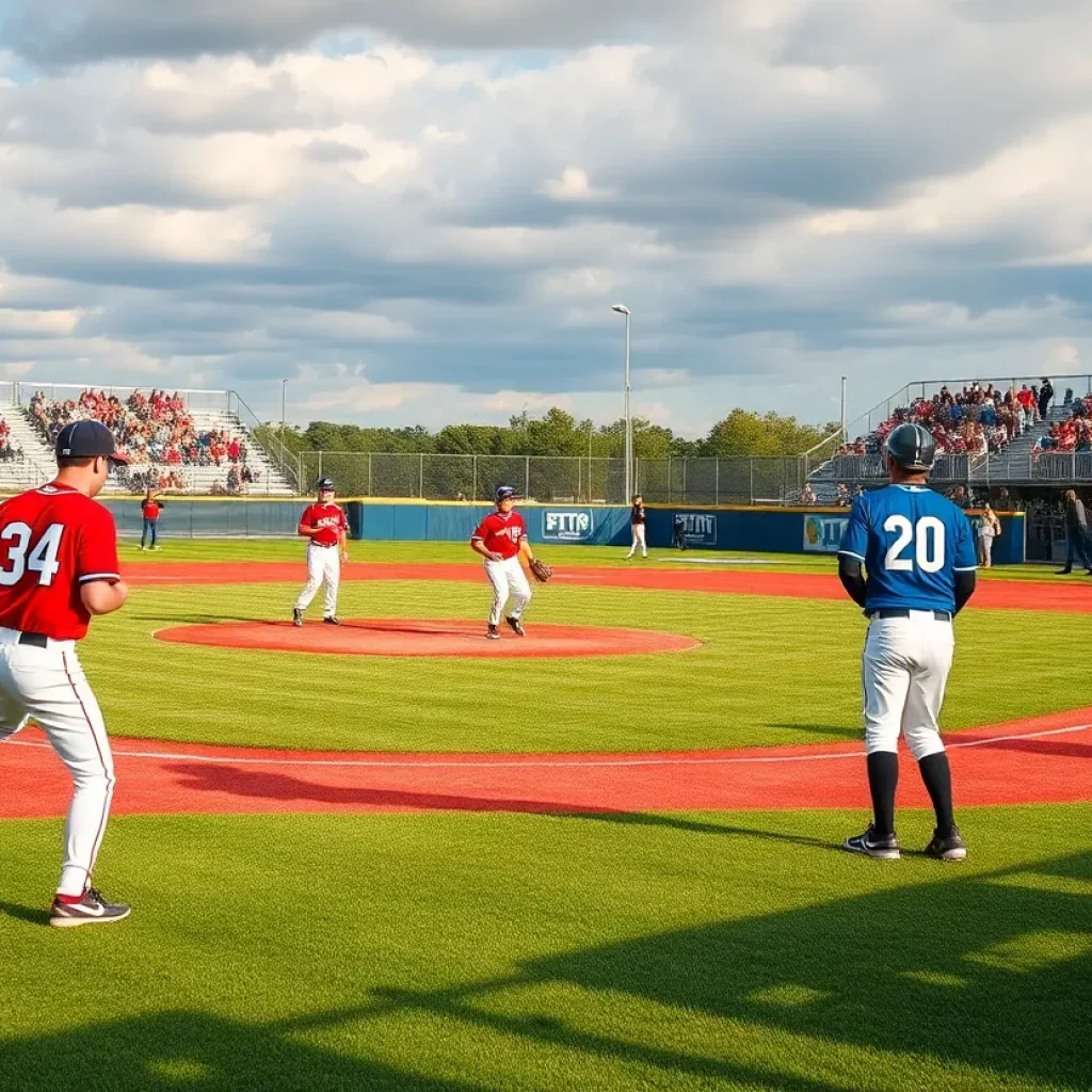 Birmingham High School baseball players on the field