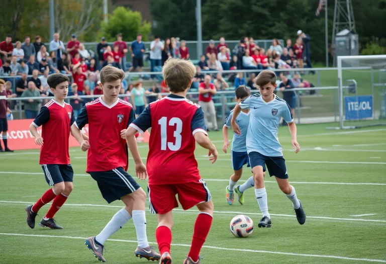 High school boys soccer teams competing in playoffs