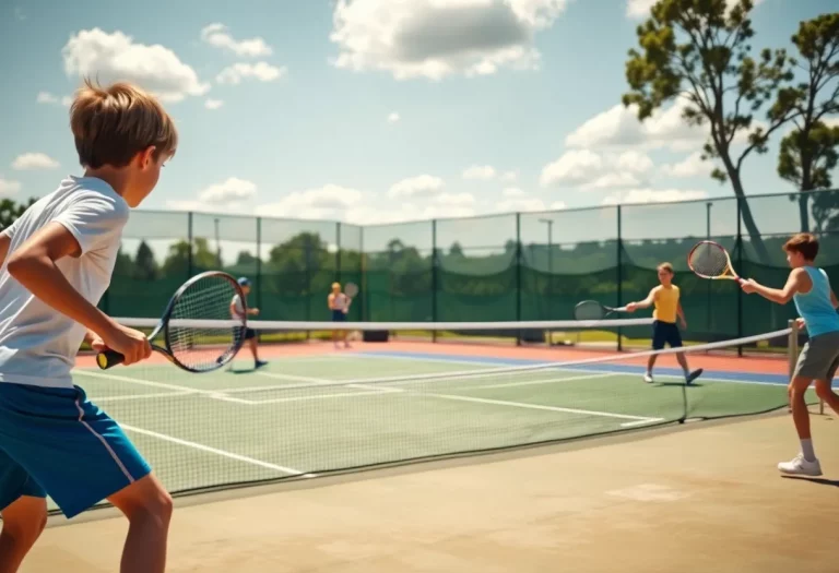 Boys tennis players competing in Rochester