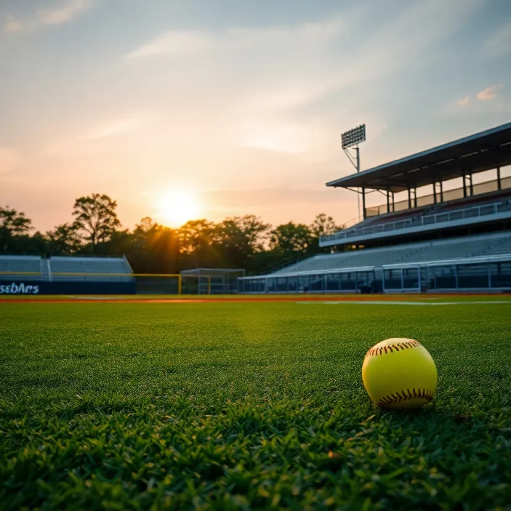 View of an empty softball field at Bozeman High School
