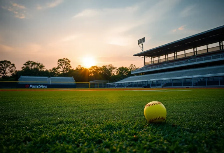 View of an empty softball field at Bozeman High School